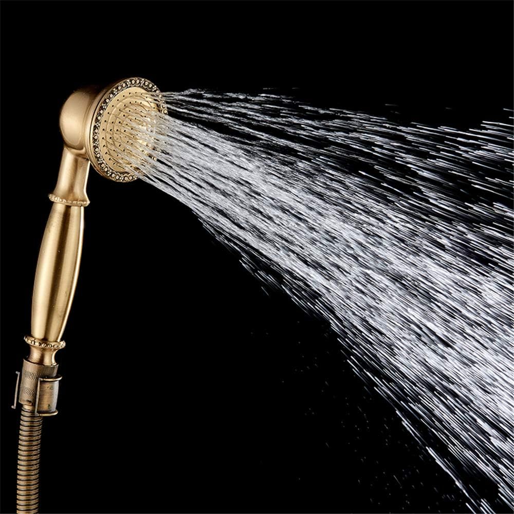 Shower Faucets Set, 8" Brass Carved Head Kit, 2-Way Mixer Tap Bath Faucet, Concealed Antique
