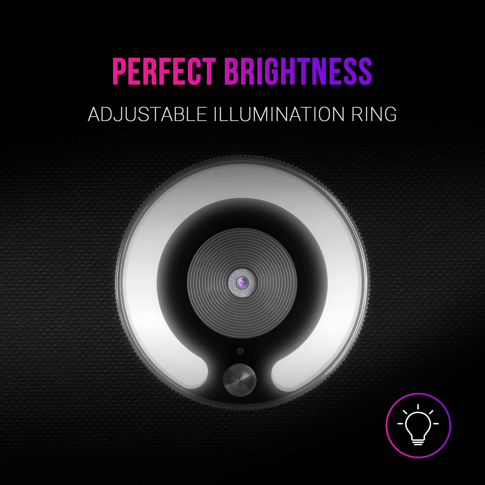 Webcam Mars Gaming MWPRO - Full HD 1080p, Optique 90°, Anneau Lumineux Réglable, Micro Intégré