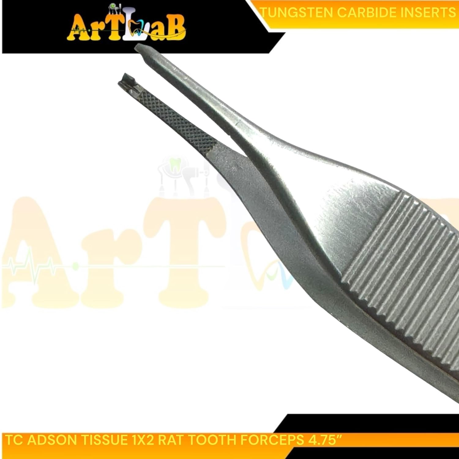 Premium German Stainless Tungsten Carbide TIP ADSON Forceps Tissue 1X2 Teeth ADSON Brown Forceps ADSON Dressing Forceps 4.75" Veterinary Instruments (ADSON Dressing+Tissue 1X2)