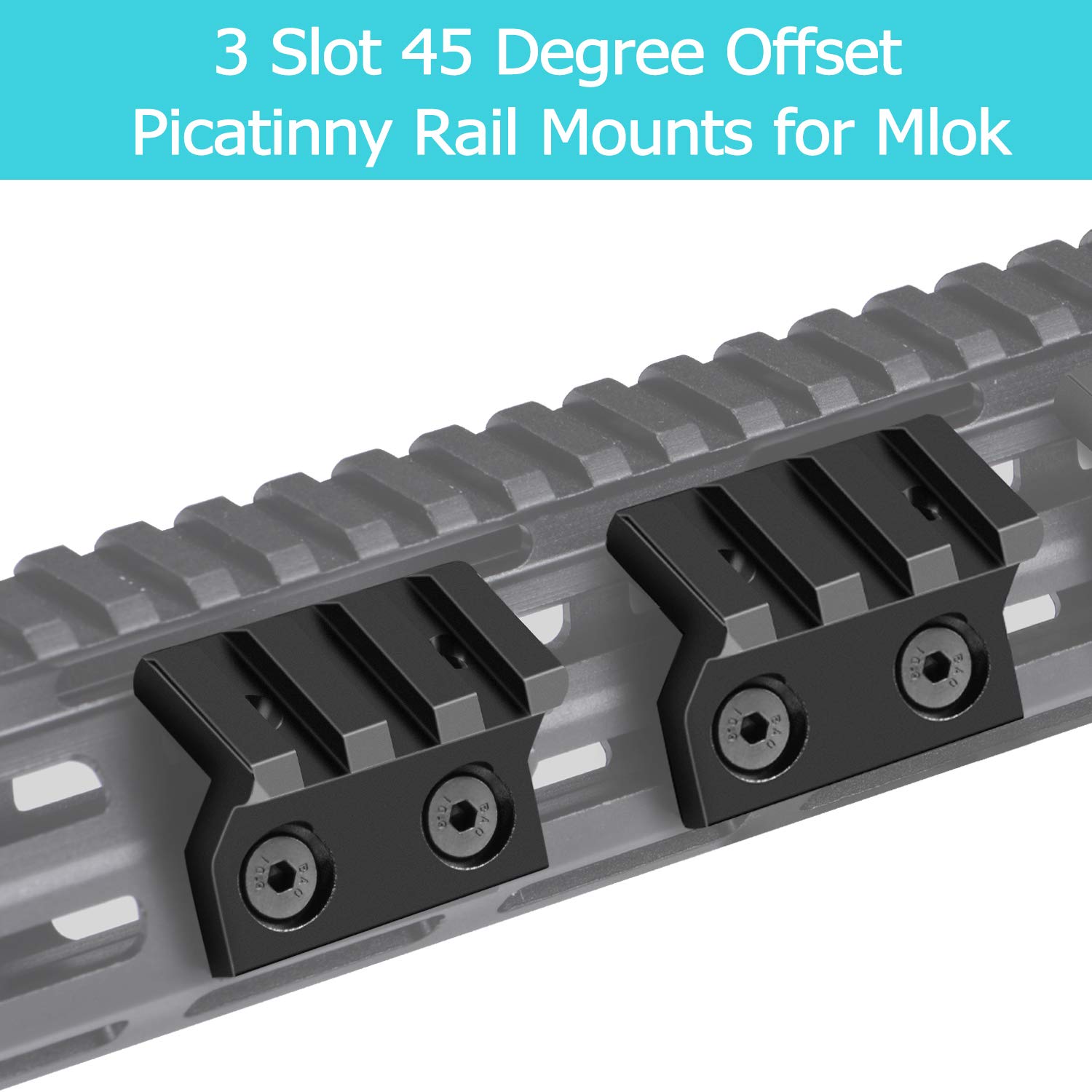 VIAKEY Mlok Offset Rail Mounts, 3 Slot 5 Slot Aluminum 45 Degree Angle