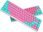 surmen 65% Percent Gaming Keyboard Mechanical with Linear Red Switch, 68-Keys Pink Mini Gaming Keyboard 60 Percent LED Light Backlit PBT Keycaps for Laptop Desktop PC Gamers (68 Miami)