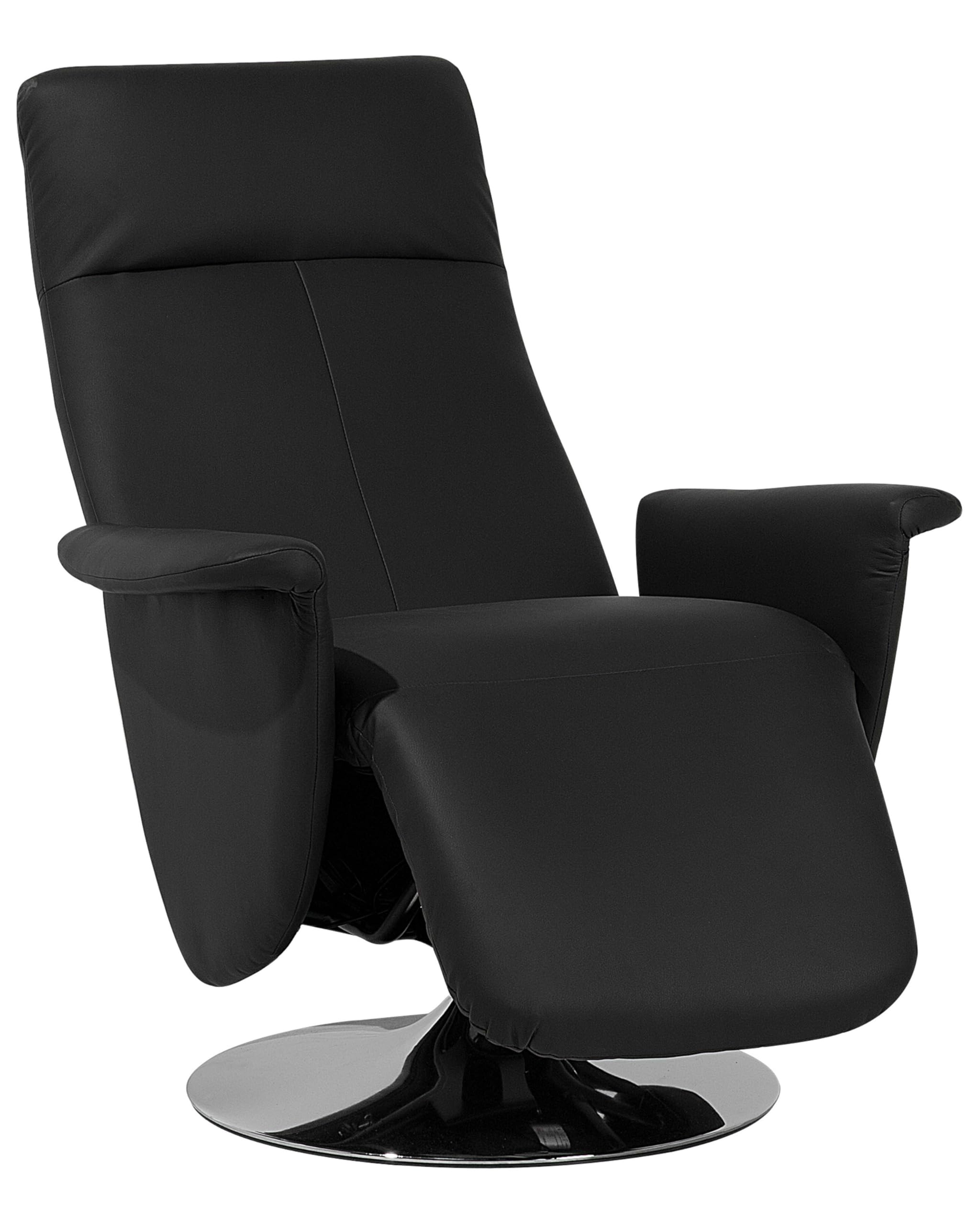Beliani Eleganter Wohnzimmer Sessel Kunstleder schwarz elektrisch verstellbar Prime