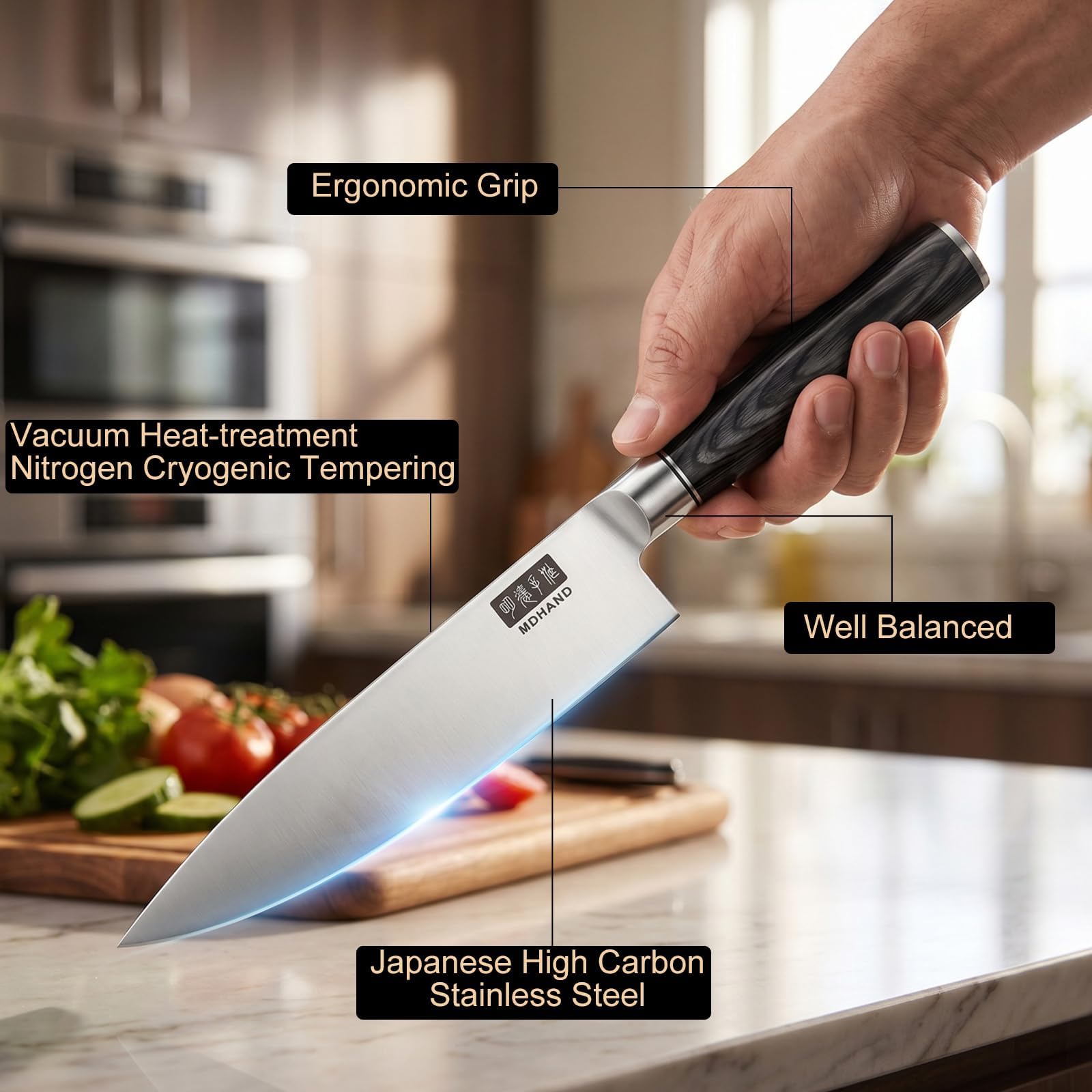 MDHAND Chef Knife 8 Inch, Ultra Sharp Japanese Kitchen Knife Gift Box — Amazon image 6