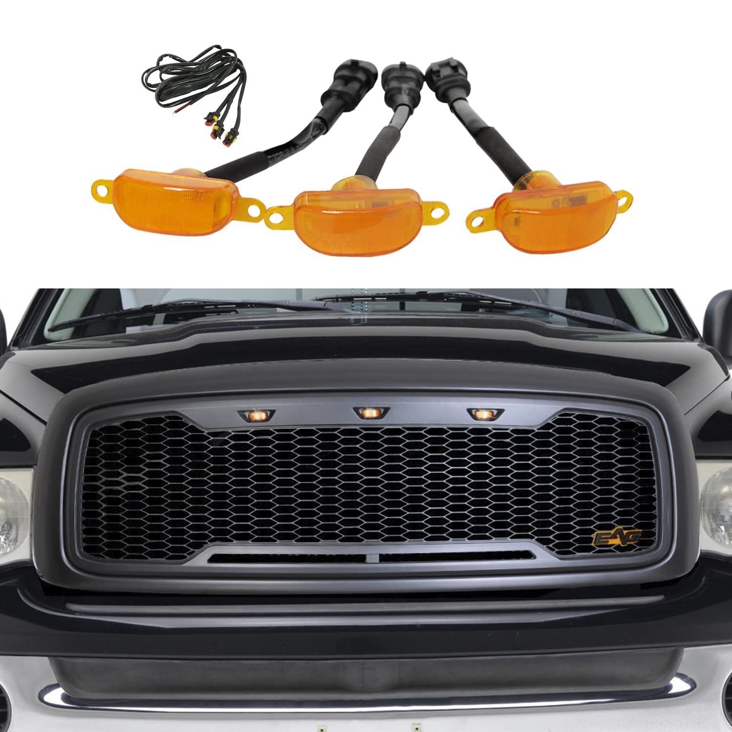 Tidal Replacement ABS Upper Grille with Amber LED Lights