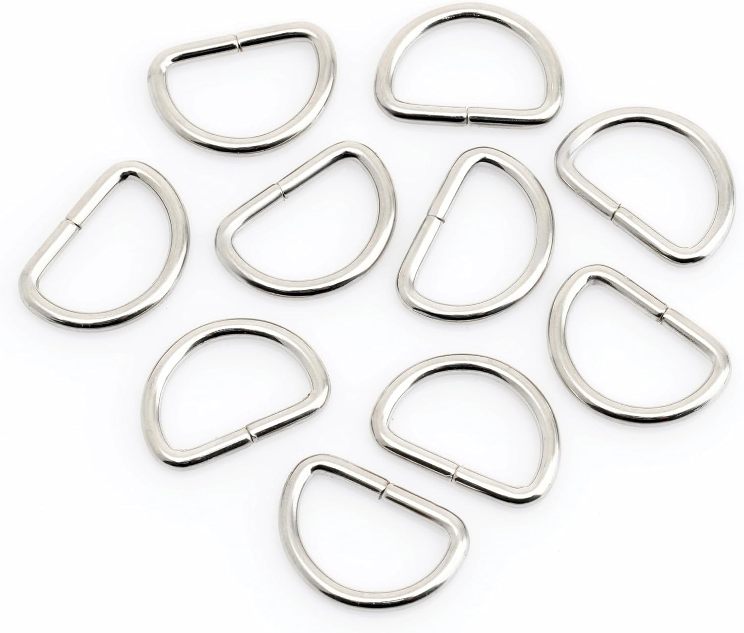 CRAFTMEMORE 1/2, 5/8 Inch D-Ring Findings Metal Non Welded D Rings for Bags Lanyard Pack of 50 (1/2 Inch, Silver) - Image 2