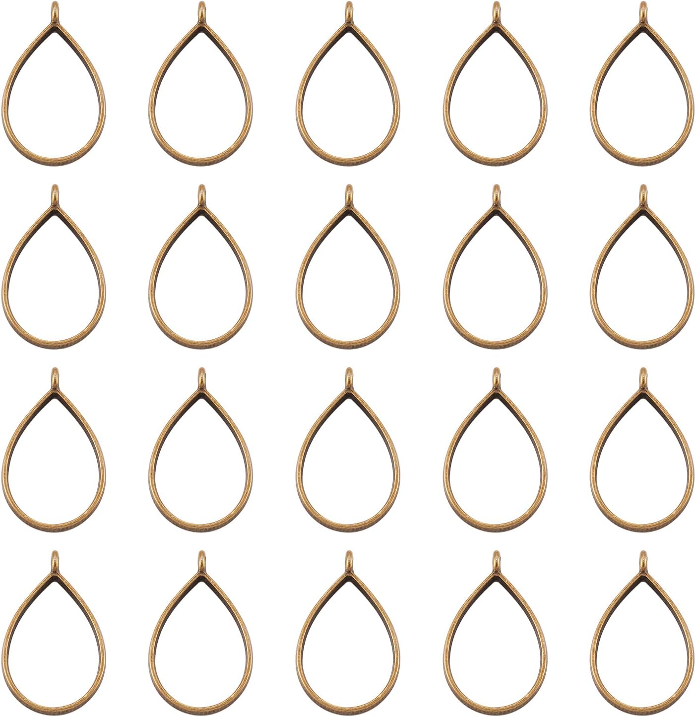 Pandahall 100pcs Alloy Rhombus Open Back Bezel Pendants Rack Plating 48x44x3.5mm Hollow Frame Pendants for DIY Resin Pressed Flower Jewelry (Antique Bronze)