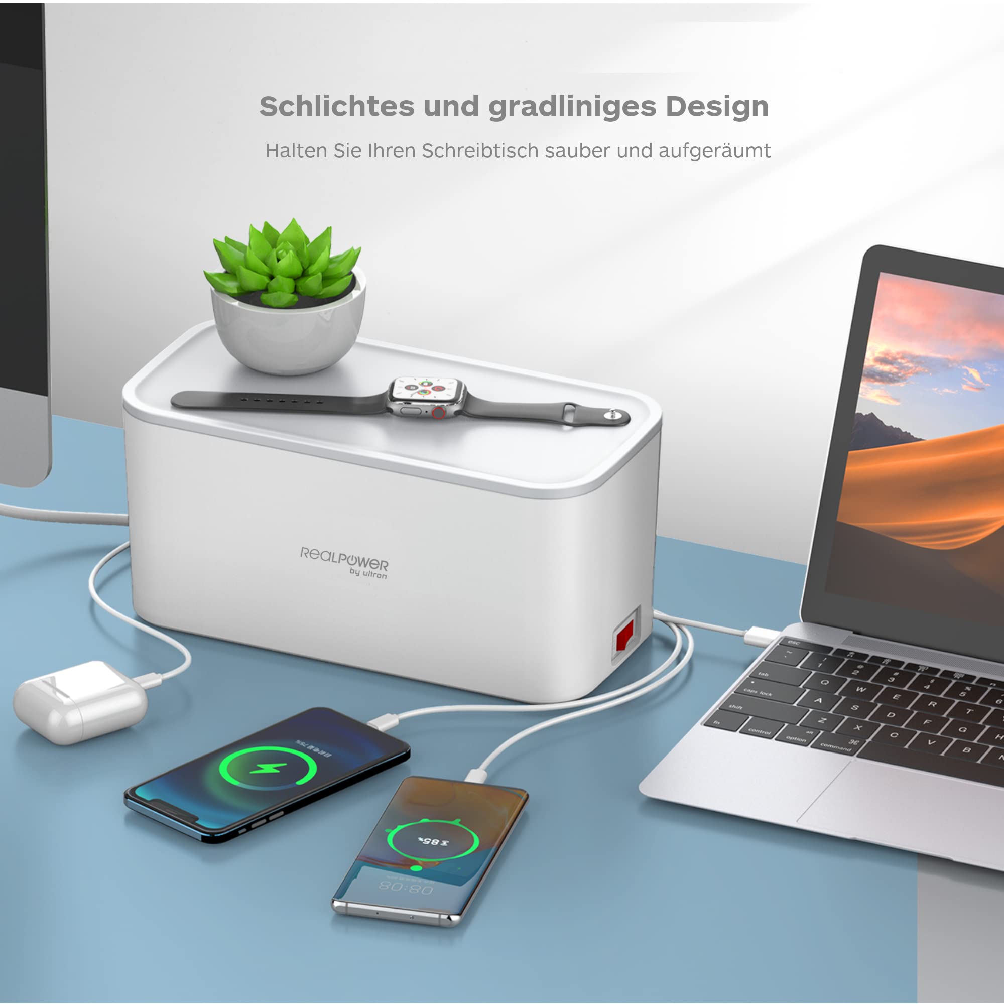 RealPower PowerBox 522 5-krotna kostka z 2 x USB i 2 portami ładowania USB-C