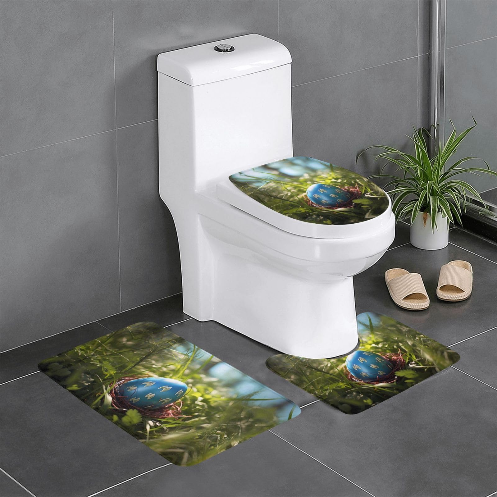Tapis de salle de bain motifs œufs de Pâques antidérapants lot de 3