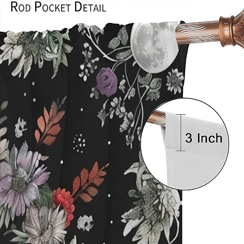Miniatura 132 de Retro 70s Floral Blackout Window Curtains, Watercolor Flower Plant Rustic Modern Style Pattern Window Drapes, for Bedroom Living Room 42x45in 2