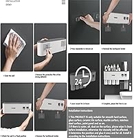 Vista 9 de Dispensador automático de pasta de dientes magnético cepillo de dientes 2 tazas soporte 6 cepillos de dientes (2 dispensadores 2 tazas)