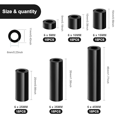 Miniatura 2 de Outus Kit de 120 separadores de tornillos de toma de corriente de 0.236 in, espacio redondo, sin rosca, espaciadores eléctricos de salida larga, kit