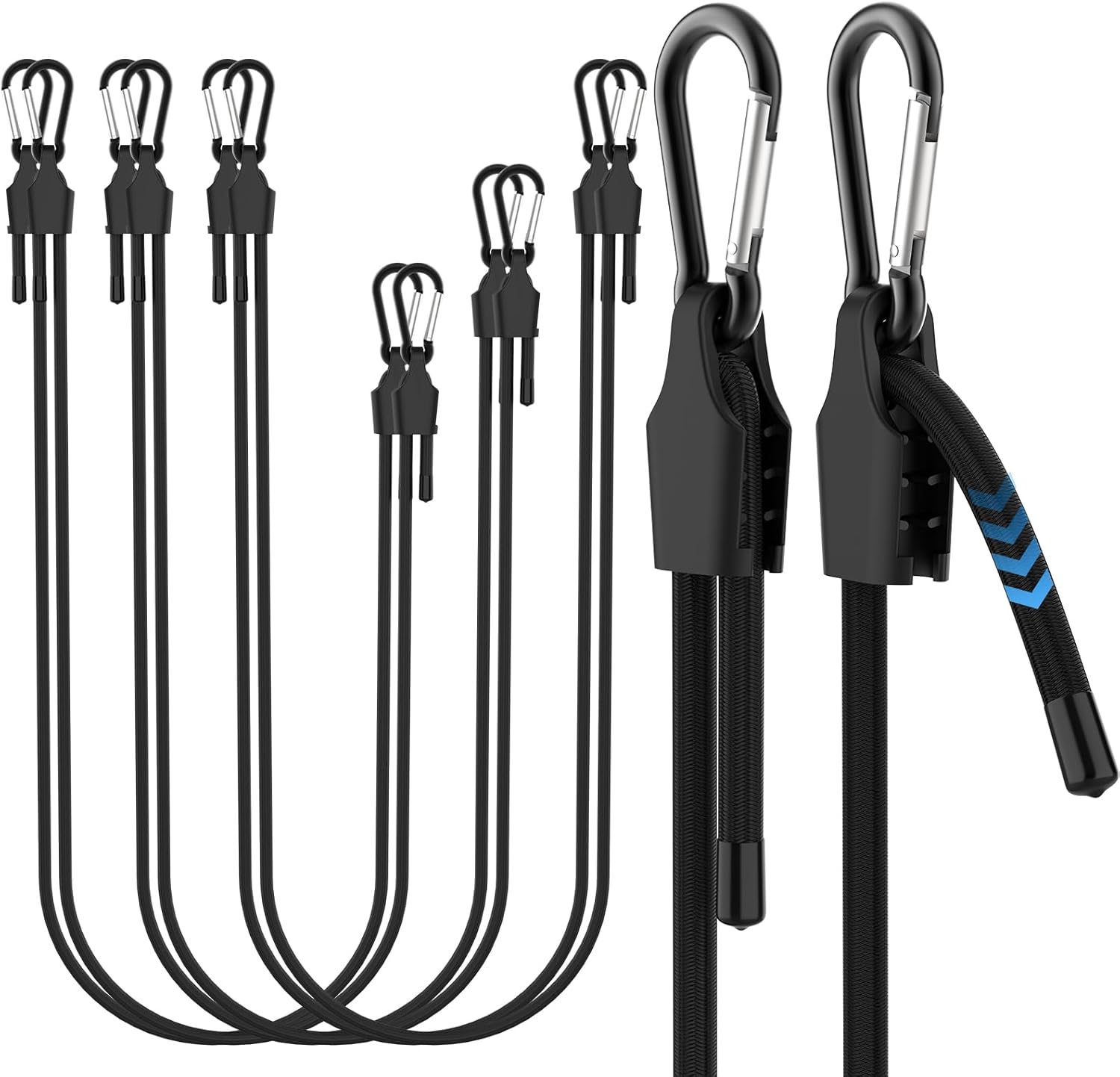 SDTC Tech 6 PCS Adjustable Bungee Cords with Carabiner Hooks, 24/48/72 Inch Elastic Tie Down Strap Ropes for Cargo, Bike, Luggage, Carts, Truck, Tent, etc (Easy to Adjust from 7" to 75")