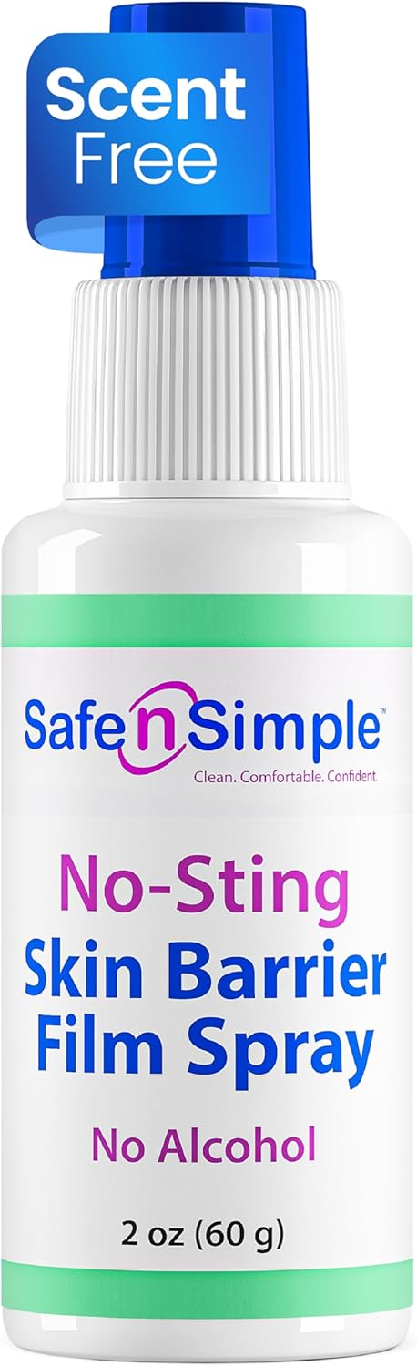 Safe n' Simple No Sting Barrier Film Spray 2oz - Alcohol-Free Odorless Skin Prep for Adhesives, Ostomy Protection & Sensitive Skin