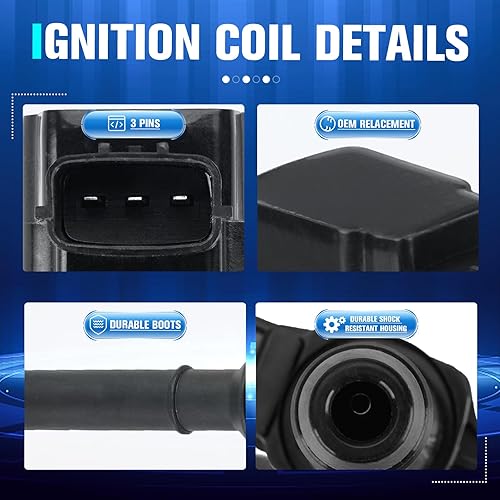 Miniatura 4 de Juego de 4 bobinas de encendido compatibles con Nissan Altima 2002-2006, para Nissan Sentra 2002-2008, para Nissan X-trail 2002-2008 y 2010-2013