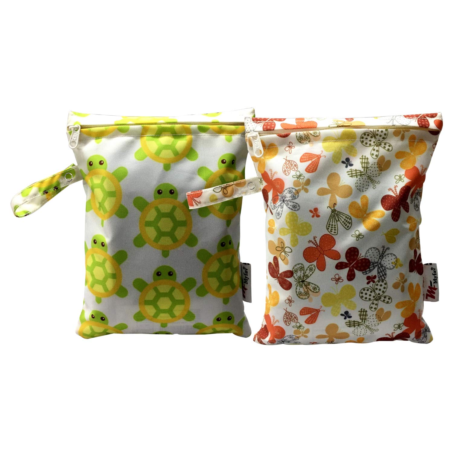 MY FAV Diaper Wet Dry Pouch with Zipper, Reusable & Washable Organizer Bag for Travel, Beach, Pool, Stroller, Diapers, Dirty Gym Clothes, Wet Swimsuits, Toiletries- Pack of 2 (Style 5)