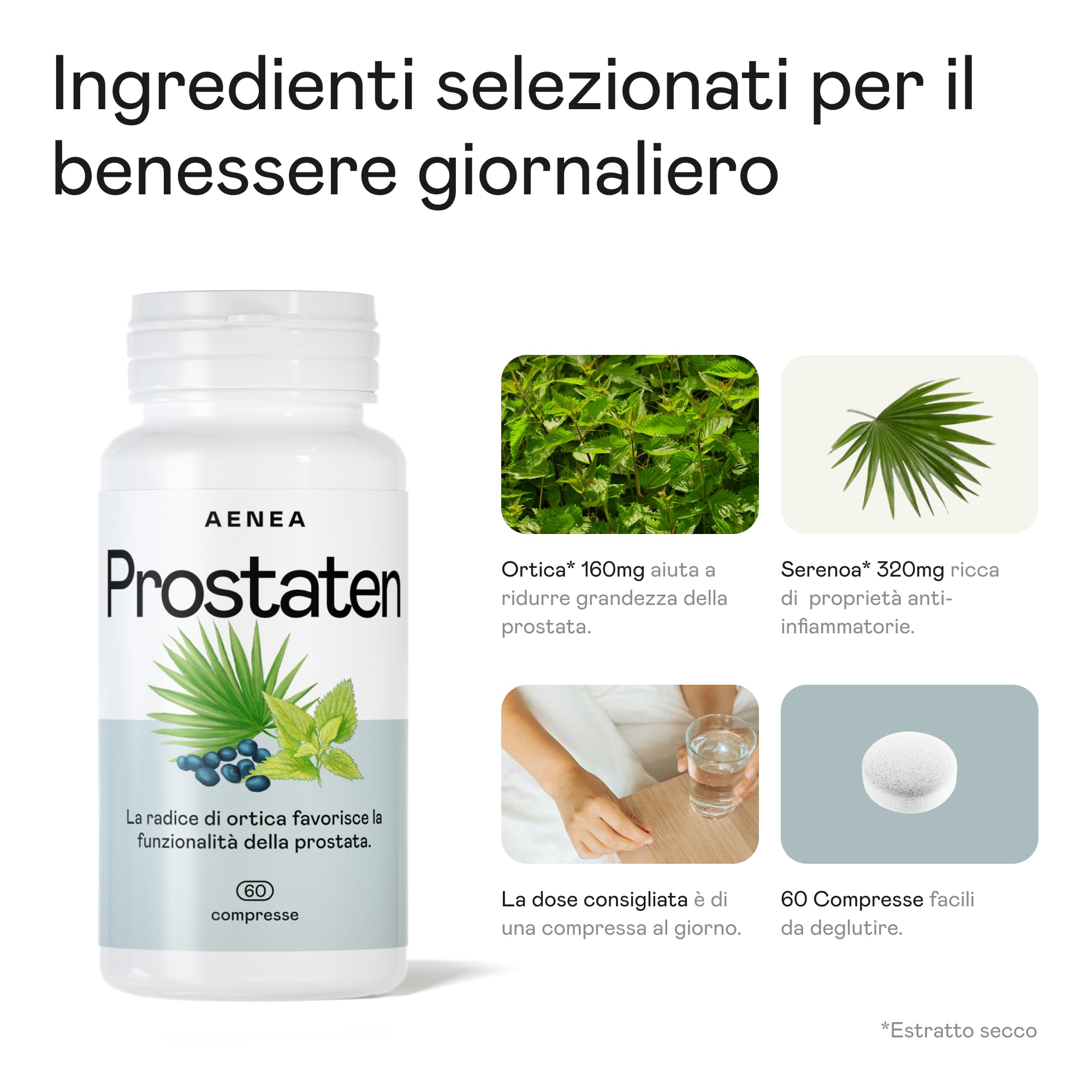 Prostaten Prostata Integratore Uomo 60cps - 640mg con Serenoa Repens Prostata e Ortica, Alto Dosaggio per il Benessere delle Vie Urinarie, Formula Naturale con Saw Palmetto