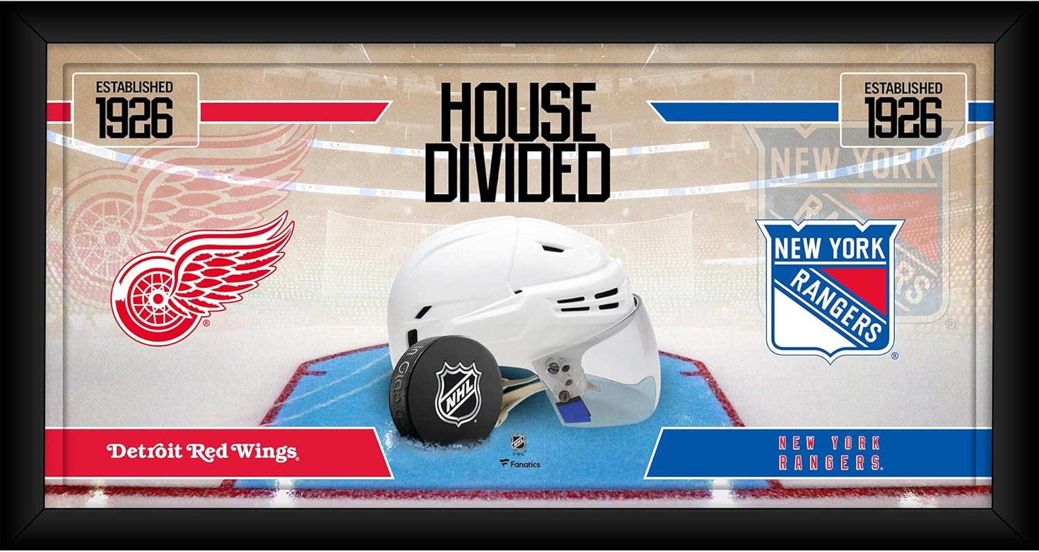Detroit Wings vs. New York Rangers Framed 10" x 20" House Divided Hockey Collage - NHL Team Plaques and Collages