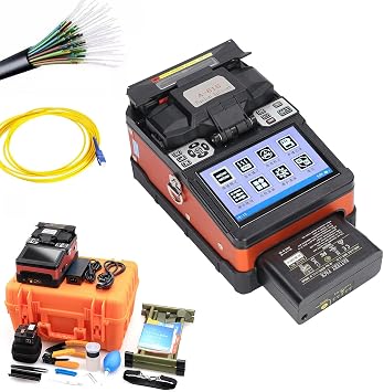 Optical Fiber Fusion Splicer,Automatic Fiber Core Alignment,7s Splicing,18s Heating,Adjustable Heating Time/Temperature,for Cable Splicing Projects