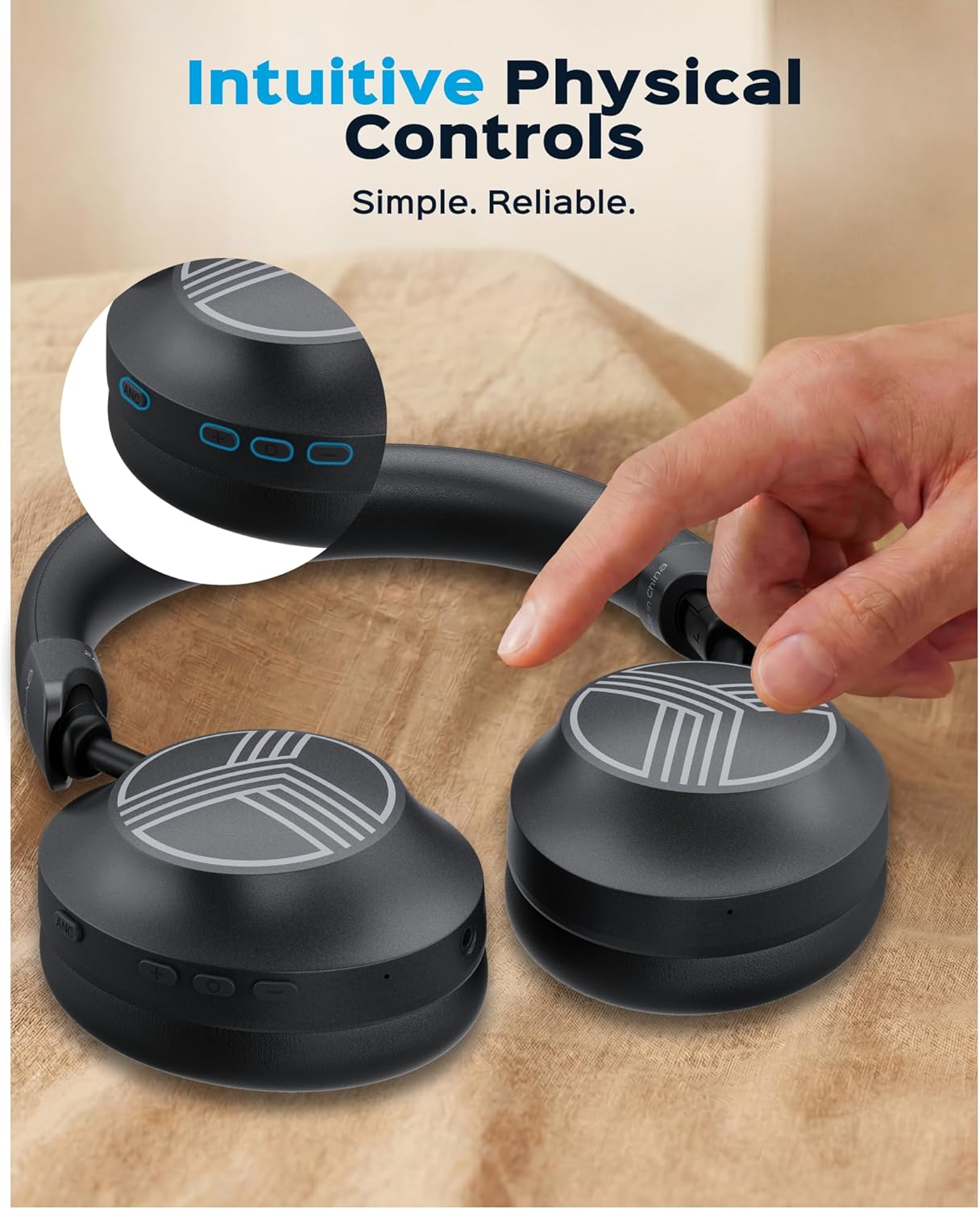 TREBLAB Z7-Pro Hybrid Active ANC Over-Ear Bluetooth Headphones for Work, Travel and Focus, All-Day Comfort, 38H Playtime, Foldable Wireless Headphones Noise Cancelling with Carrying Case - Image 6