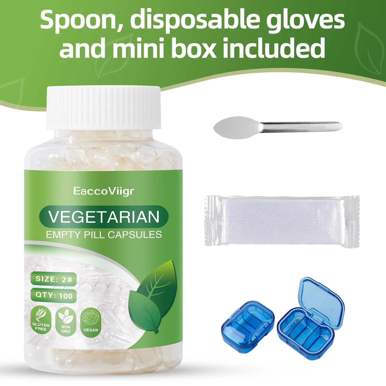 Capsule vuote di misura 2, 100 capsule vuote trasparenti, misura 2, con kit di riempimento, capsule vegane vegetariane riempibili, vuote per vitamine, facili per integratori fai da te
