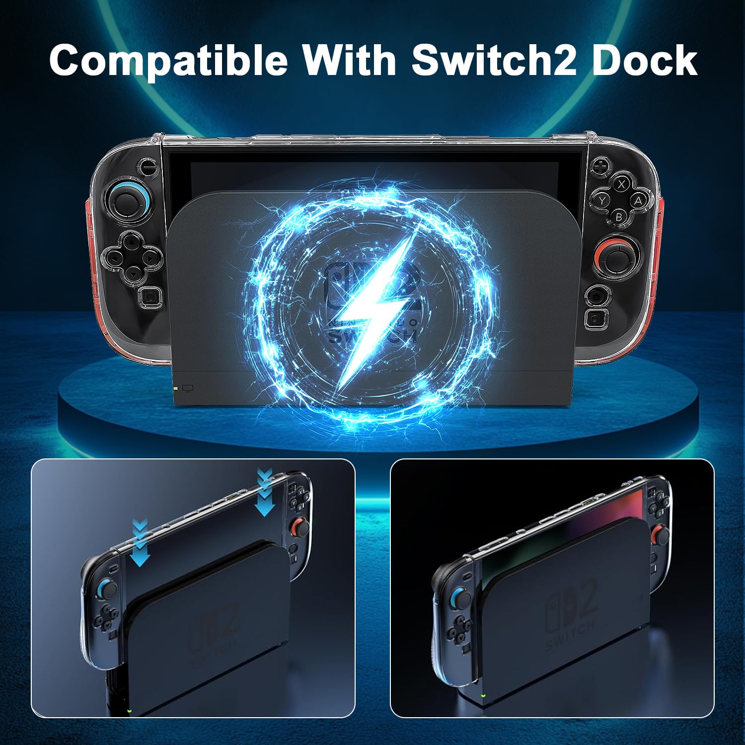 Tyasoleil protectrice Compatible avec Nintendo Switch, Couverture de boîtier Mince TPU Doux pour Console joycon Nintendo Switch avec Bouchons de Bouton de Direction colorés