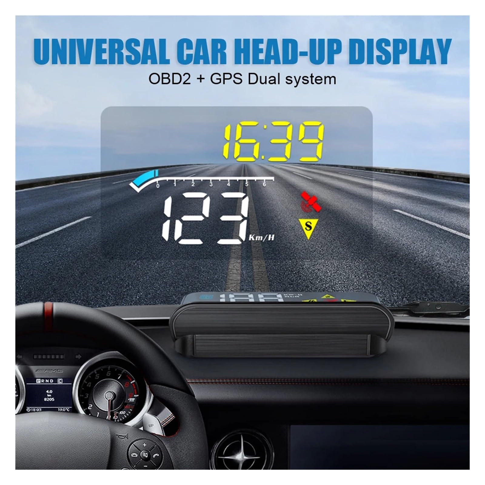Accesorios Electrónicos For Automóviles M17 OBD GPS Head Up Display For Todos Los Coches Digital HUD Velocímetro Parabrisas Proyector Instrumento Multifunción