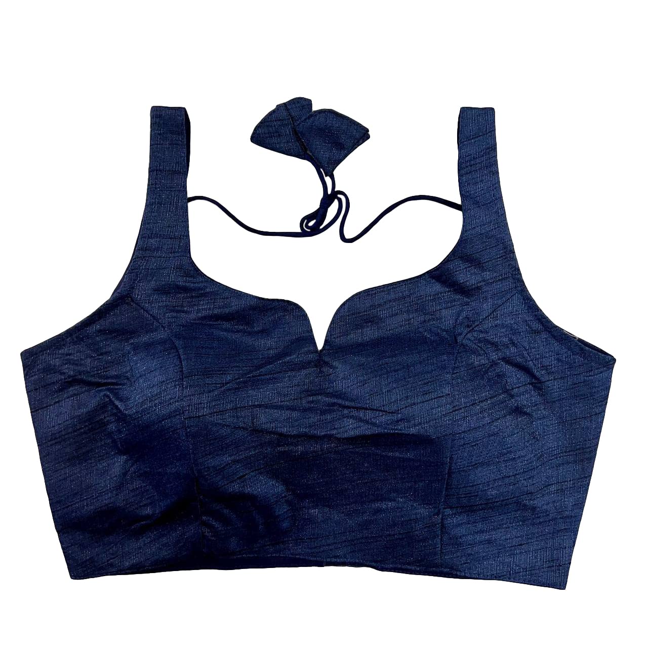 Pujia Mills Women's Heavy Phantom Silk Bollywood Style Sleeveless Trendy Blouse(Veda) (Navy Blue, 34)