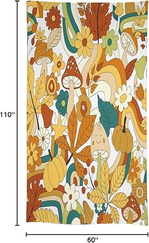 Miniatura 547 de Mantel floral hippie, diseño retro de los años 70, naranja, rosa, azul, floral, bohemio, estampado estético de margaritas, para fiesta, picnic