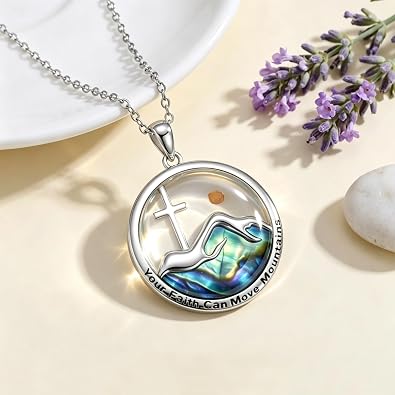 AOBOCO Mustard Seed Necklace for Women 925 Sterling Silver Faith Jewelry