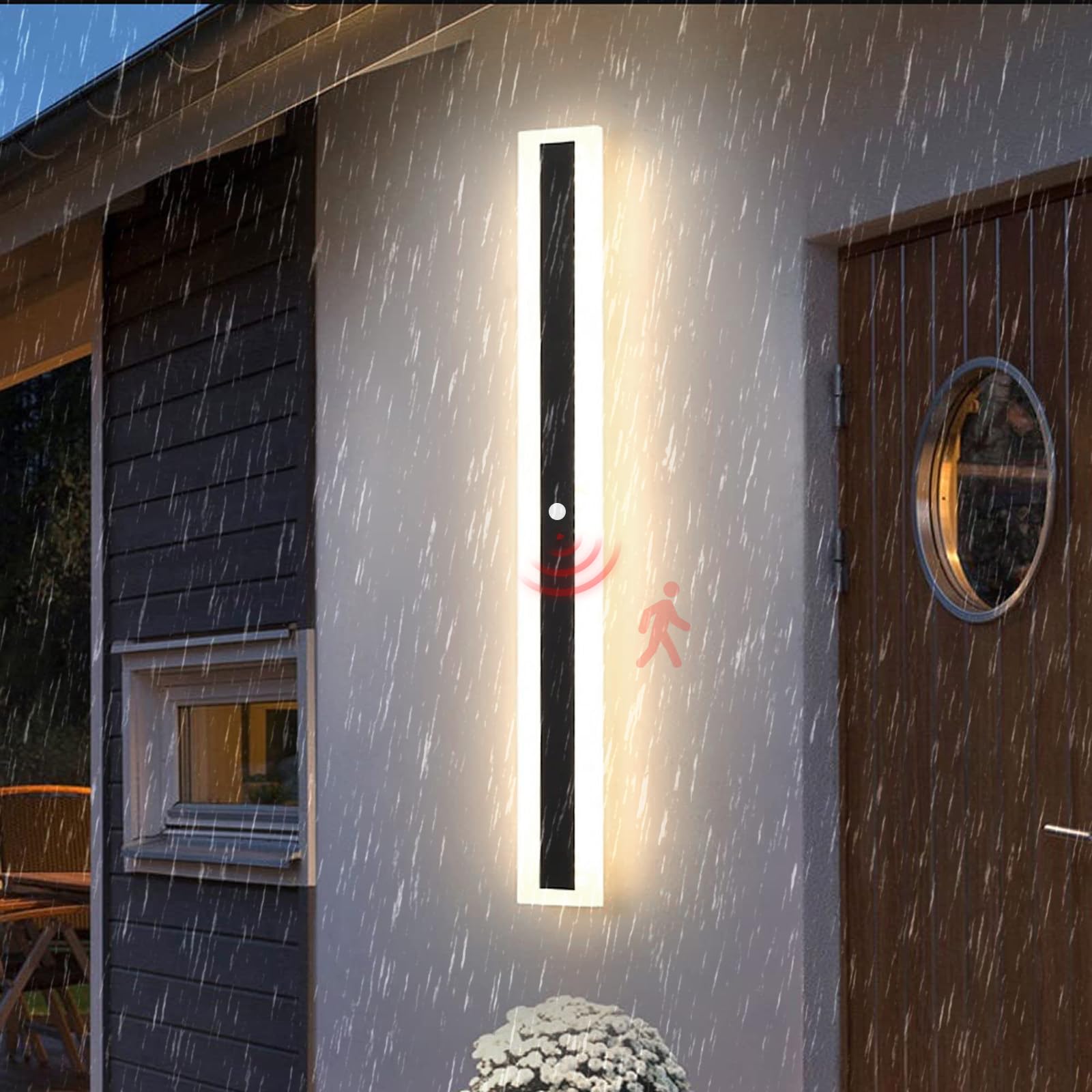 Applique da parete a LED per esterni con sensore di movimento, lampada da interno/esterno IP65 impermeabile, illuminazione da giardino, striscia lunga in alluminio per corridoio, villa, balcone (luce