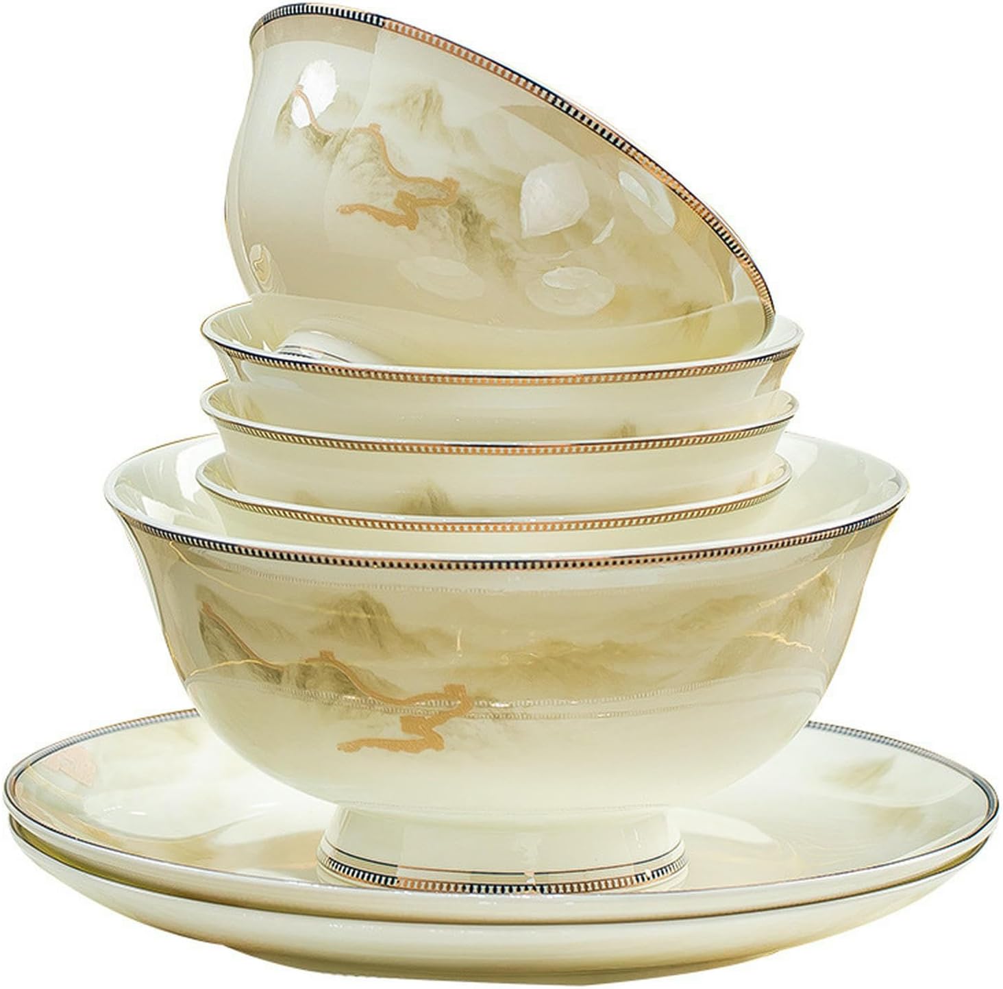 Ceramic personalized household tableware Chinese dishes spoon combination-Swan 1