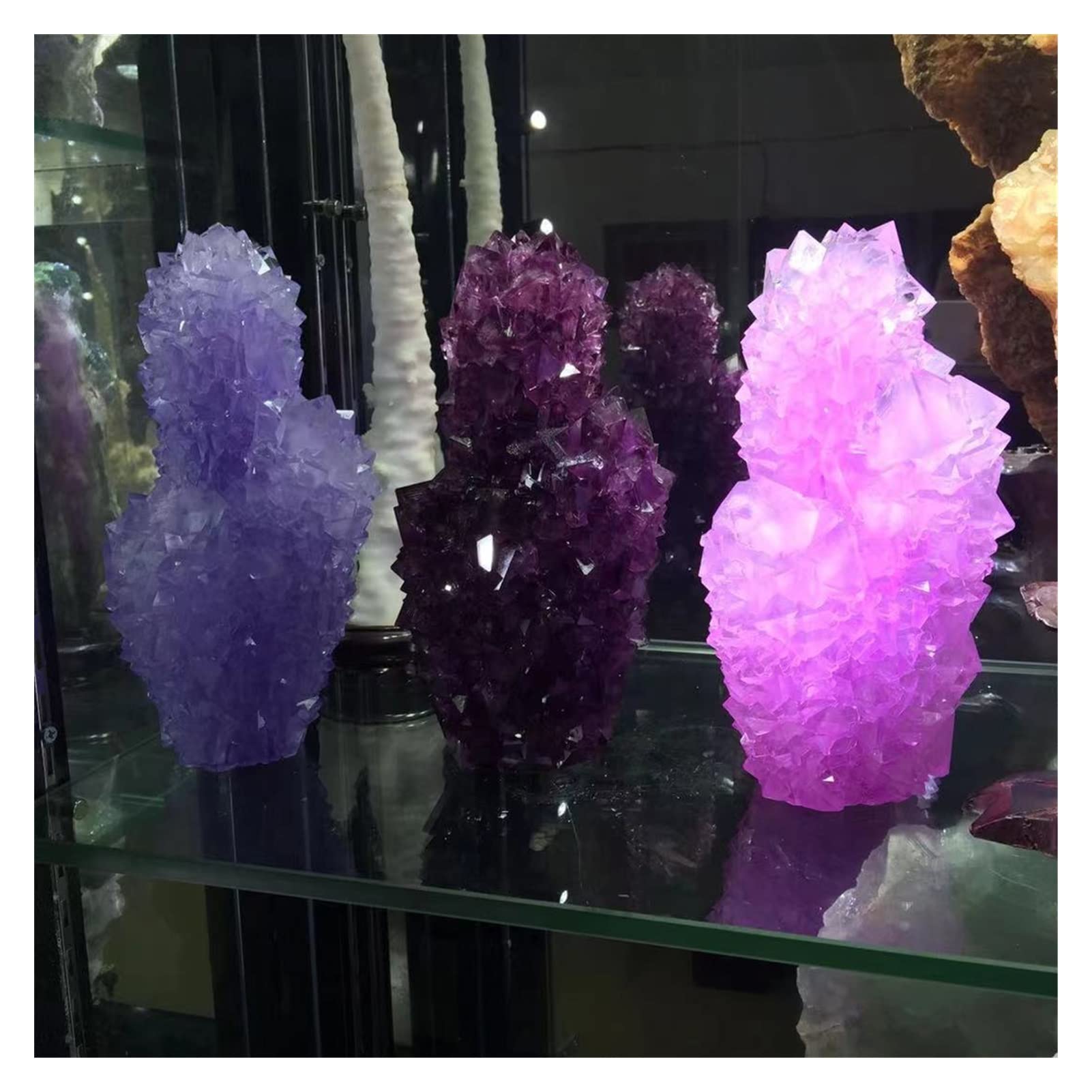 Lleno de Textura Bonito racimo Puntiagudo de alumbre púrpura Cristal Gigante fengshui Piedra Home Deco (Color : Rosa, Size : One Size)
