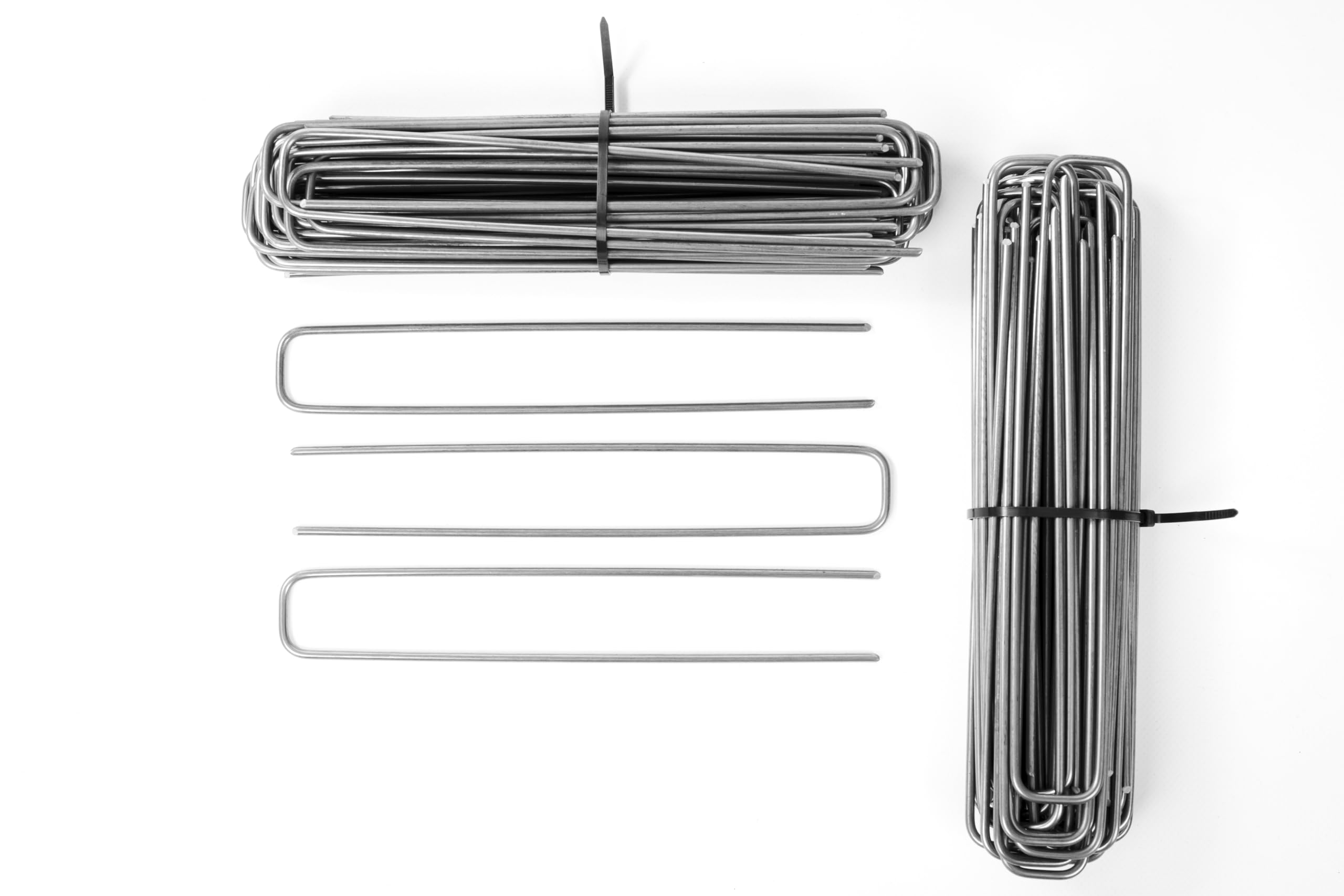 (100 pièces) Sardines de Fixation Non Galvanisé - Long 250 mm, Larg 35 mm, Ø 4 mm - Paillage Jardin - pour Le Geotextile Anti Repousse, Toile de Paillage