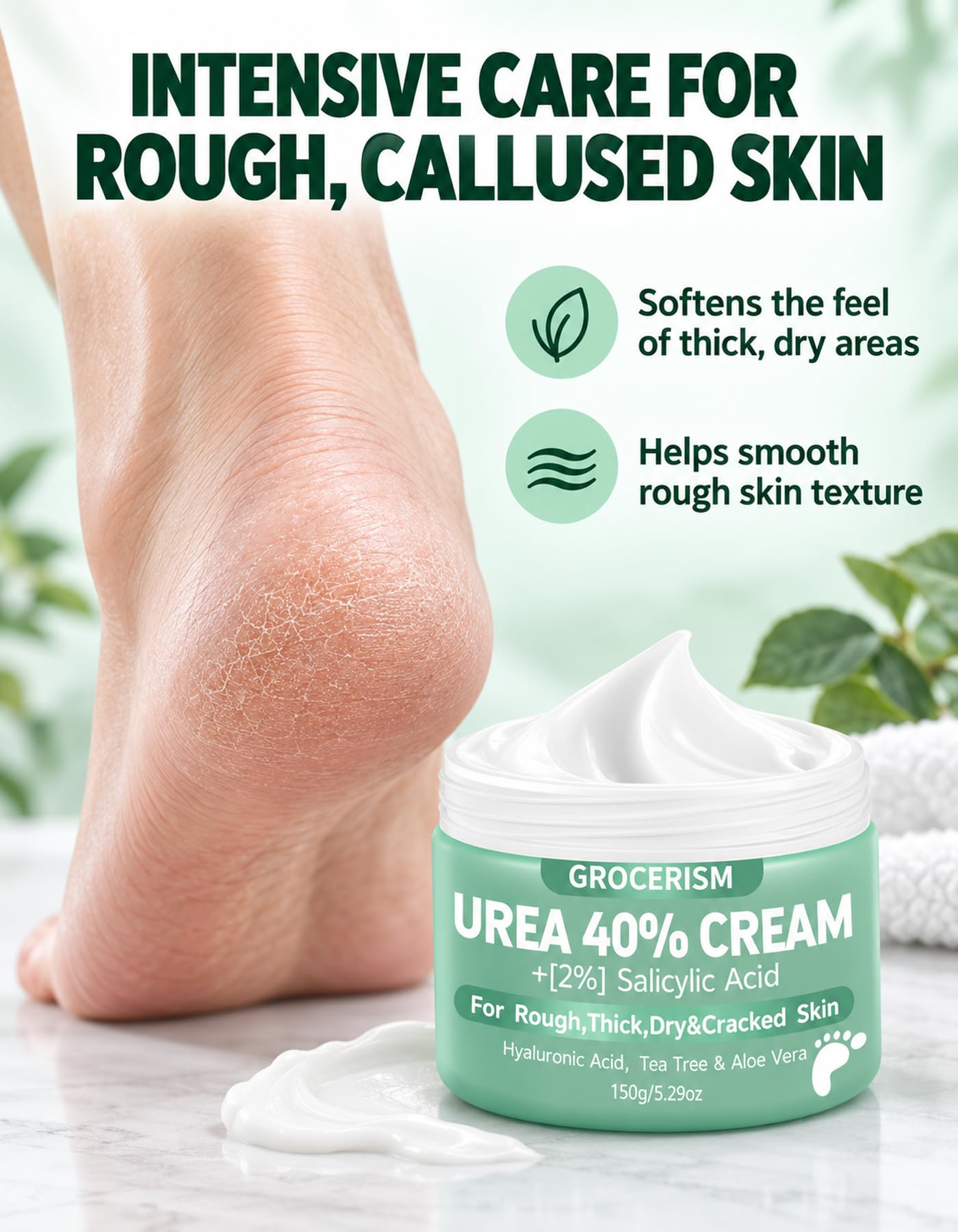 Grocerism Urea Cream - 40% for Soft Feet & Hands -2
