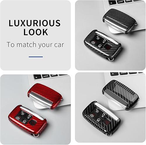 Miniatura 7 de Llavero compatible con Land Rover, protector de fibra de vidrio real compatible con llavero Jaguar con llavero compatible con Range Rover, negro