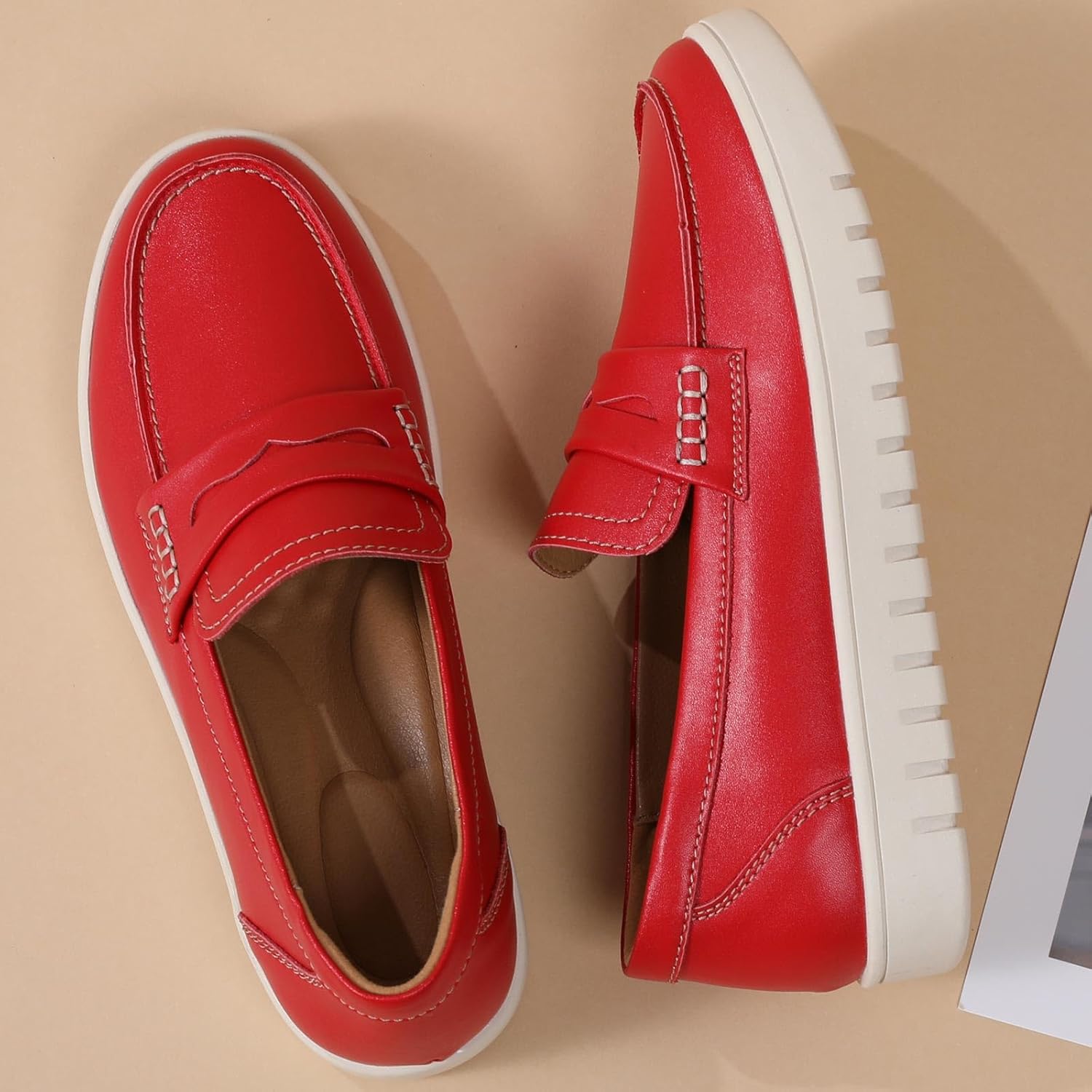 QAE Loafers for Women Penny Loafers Slip On Sneakers Womens Shoes Dressy Casual Comfortable Ladies Spring Shoes - Image 6