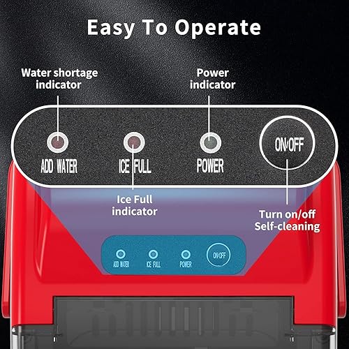 Miniatura 8 de COWSAR Máquina de hielo portátil con autolimpieza, 26.5 libras/24 horas, 6 minutos/9 piezas, cuchara de hielo y cesta, máquina de hielo de mano