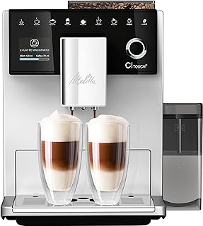 Melitta CI Touch Fully Automatic Coffee Machine with Milk System, Coffee Machine with Integrated Coffee Grinder and Milk Frother for Espresso or Cappuccino, Silver