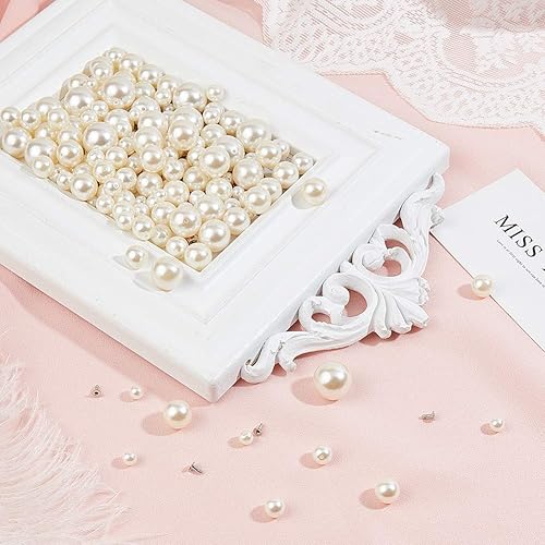Miniatura 6 de NBEADS 320 juegos de remaches de perlas de imitación de plástico ABS, 6 tamaños diferentes adornados, remaches redondos de perlas, remaches de