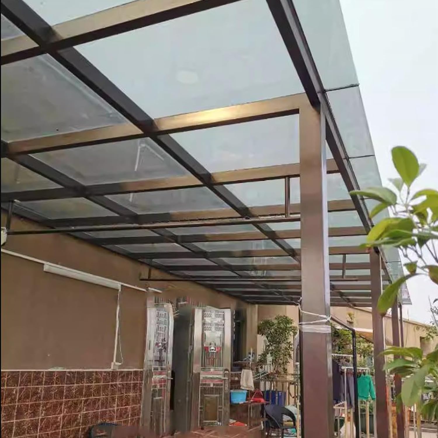 Hojas de Techo de policarbonato Transparente, Panel de iluminación Natural de invernaderos con Pantalla Aislante térmica de plástico, for techos, cocheras(1.22X15m)