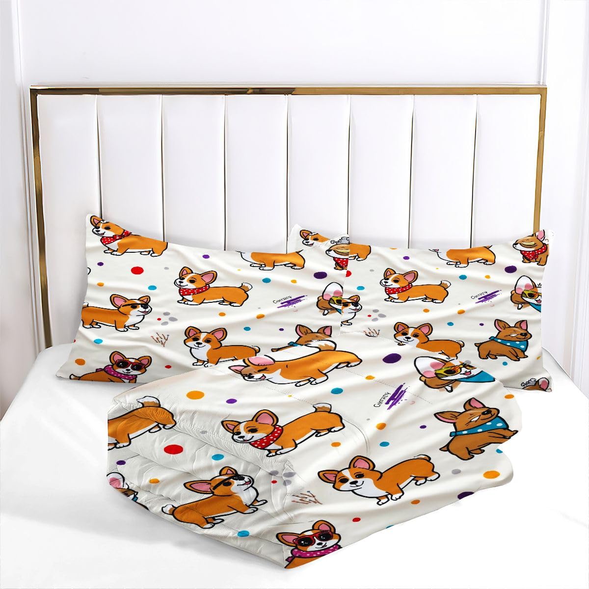 Edredón Nordica Cama 150-220x240 cm Perro de Dibujos Animados, 3 Piezas Juego de Ropa para Adultos, 3D Edredón de Microfibra y 2 Funda de Almohada (220 x 240-50 x 75)