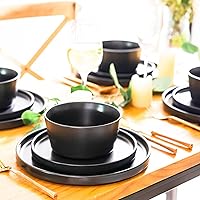 Vista 6 de AmorArc Juego de 6 platos llanos de cerámica, platos de cerámica mate de 10.0 pulgadas para cocina, modernos platos planos, aptos para microondas