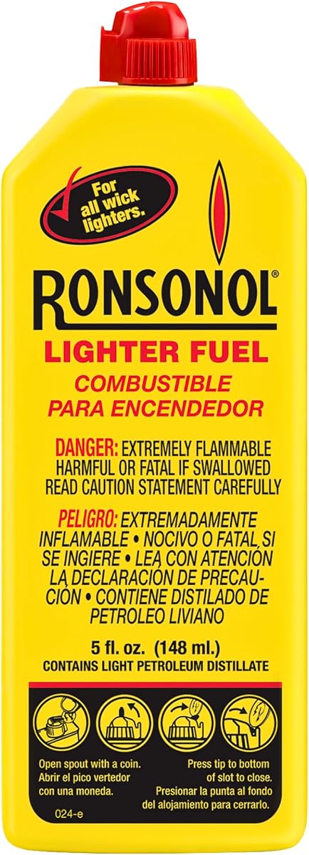 Ronson Lighter Fuel 5 fl oz – Lighter Fluid Refill for Wick Lighters, Clean-Burning Fuel for Refillable Lighters, Outdoor, Camping & Everyday Use, Precision Pour Spout
