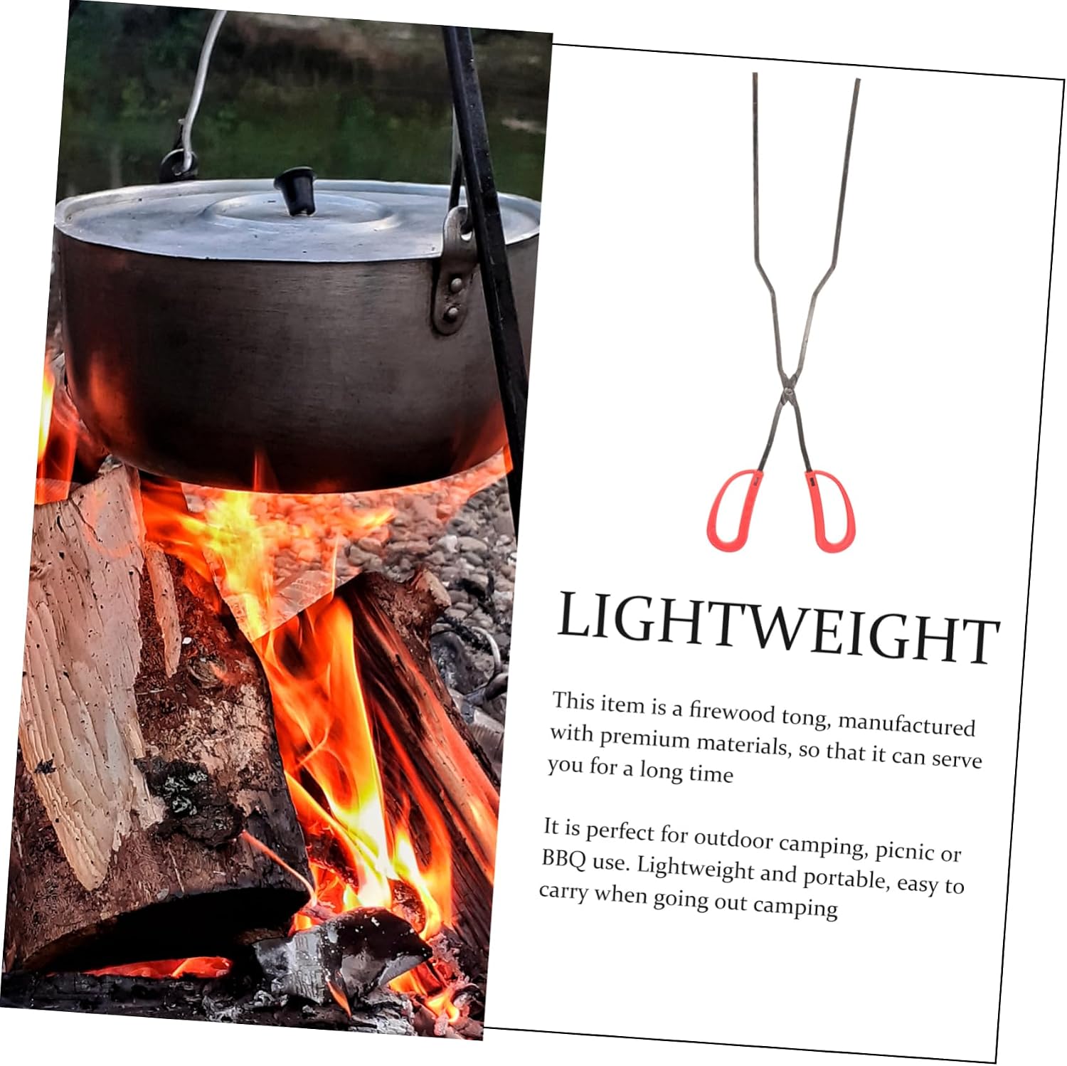 Heavy Duty Iron Charcoal Tong and Log Grabber for Firewood