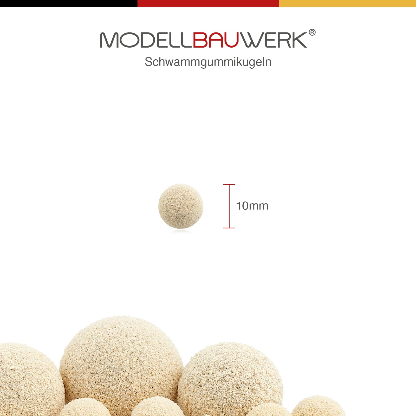Modellbauwerk Sponge Rubber Ball (10 mm), Cream, ab 6mm - Image 2