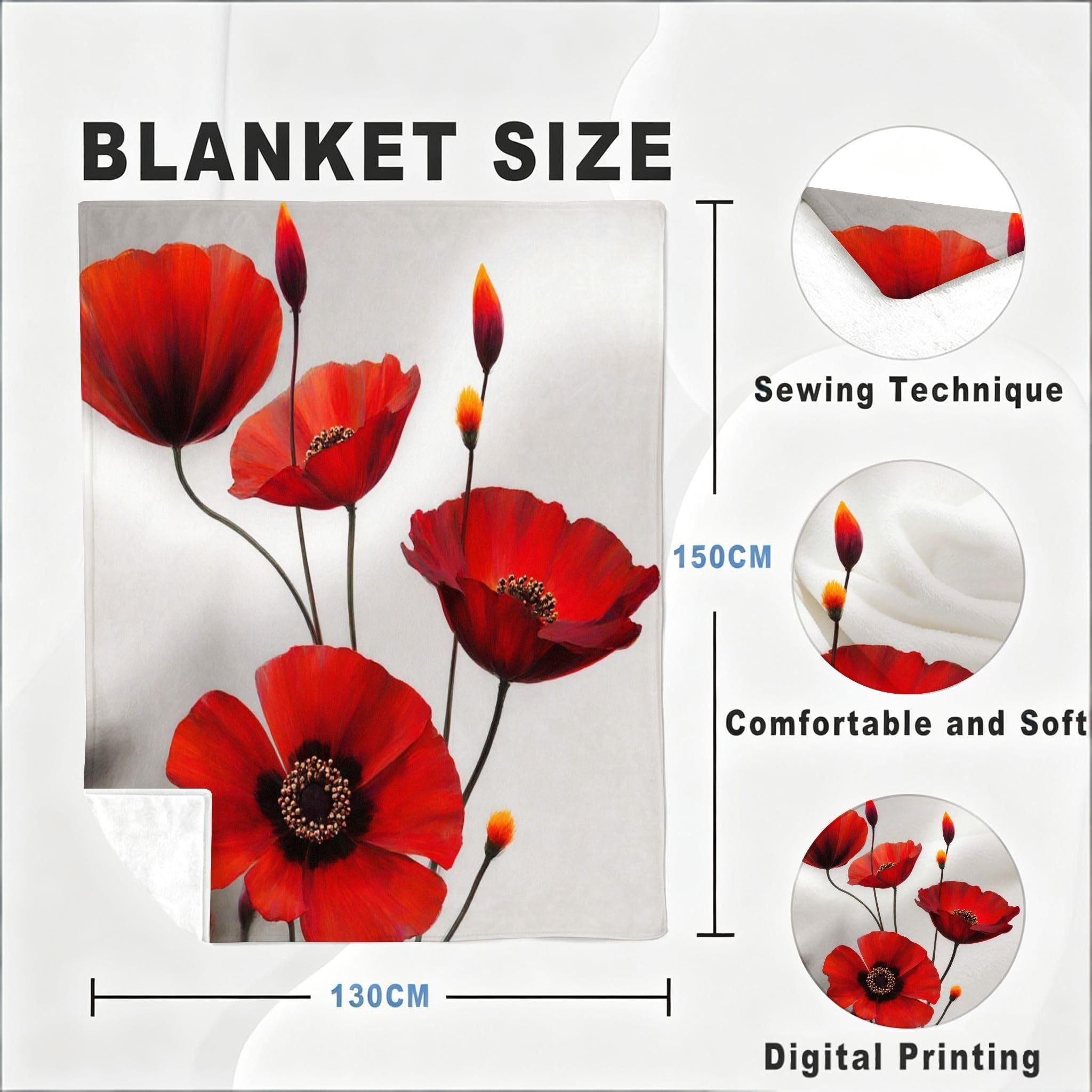 Manta Franela Sherpa 3D Amapola Roja 240x260cm para Cama 180-A324
