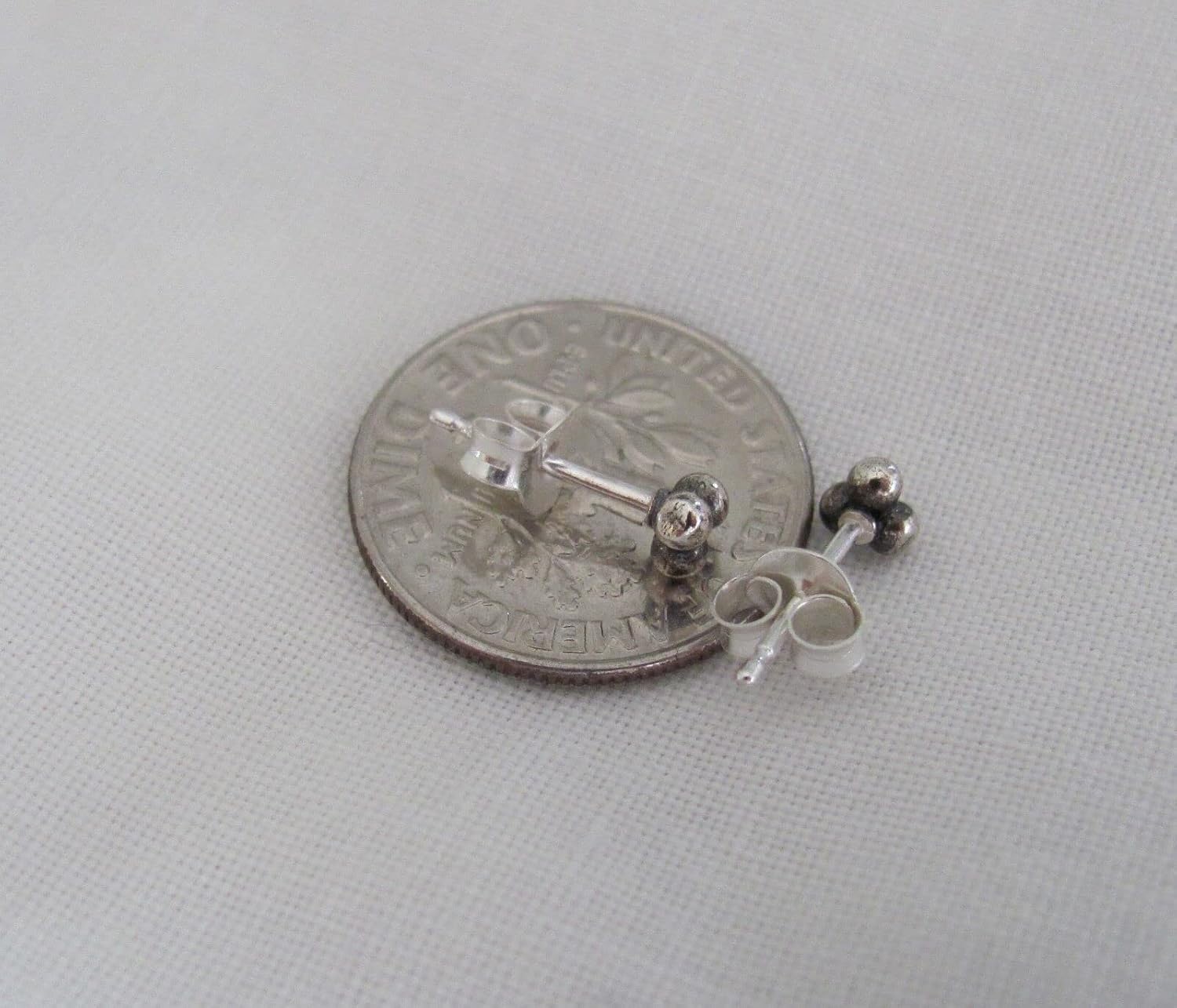Sterling Silver 4mm 3 ball bead post stud tiny earrings. Jewelry Earrings for Women #3298FE4481