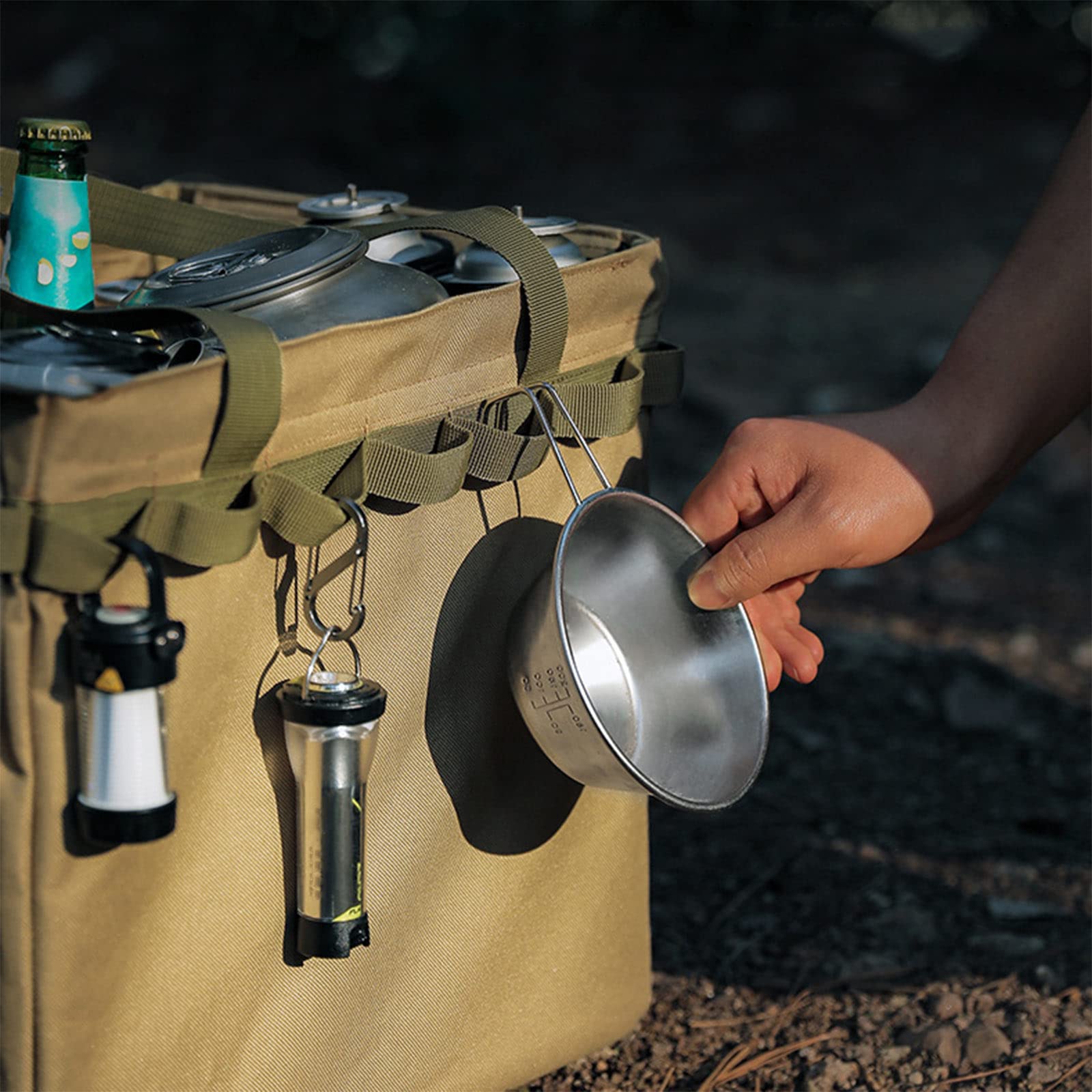 Borsa da picnic da campeggio multi-tasche Borsa portaoggetti Borsa di grande capacità con fori per appendere Pieghevole Outdoor Carry Toolbox Organizer-multifunzionale Storage Large Capacity