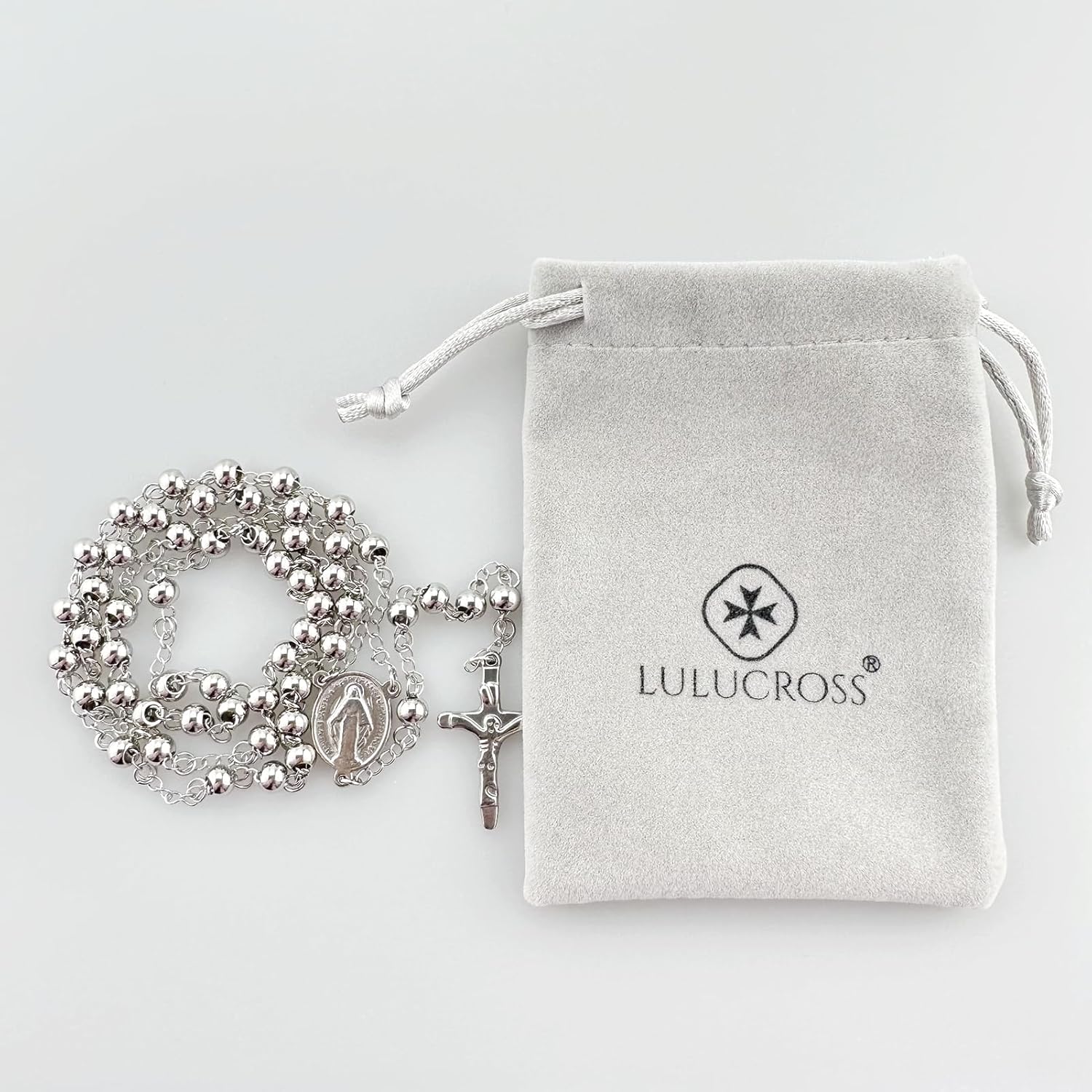 Stainless Steel Rosary Necklace for Men Women - St Benedict Crucifix Cross Prayer Beads - Durable Y Shaped Catholic Rosary Necklace for Daily Prayer - Religious Spiritual Protection Gift - Image 6