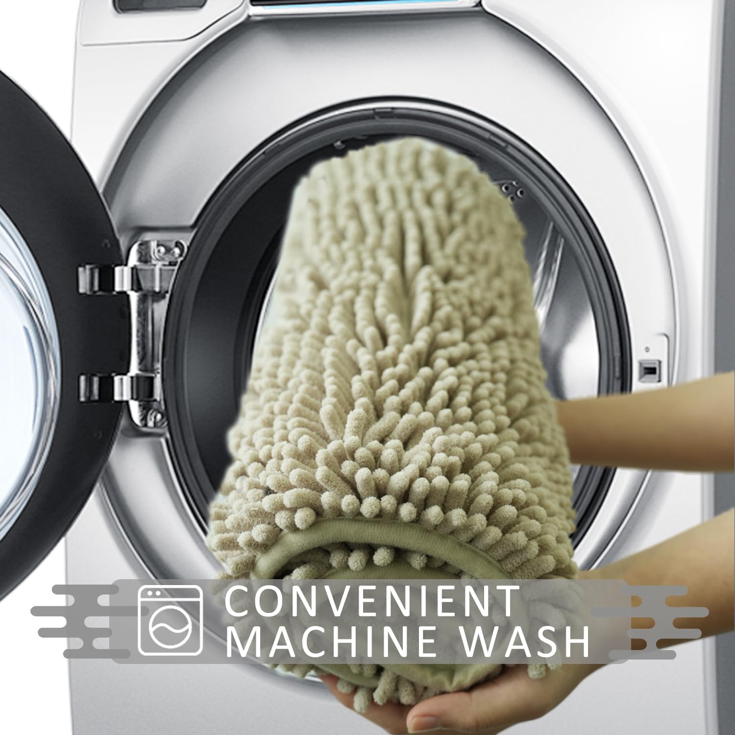 Lot de 3 tapis de salle de bain en chenille, très épais et absorbants, antidérapants, lavables en machine, séchage rapide, doux et confortable, utilisés sous la douche, baignoire et évier,